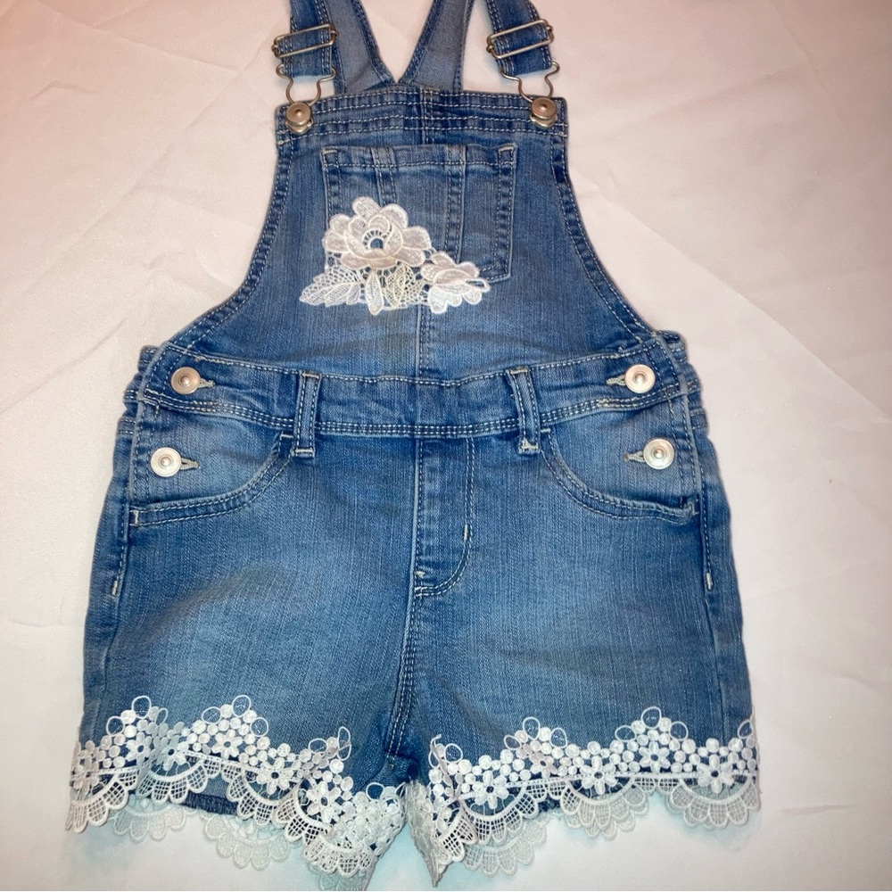 Wonder Nation size 5T denim overalls with lace